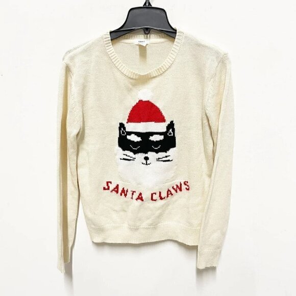 Santa CLAWS Forever 21 Christmas Sweater Cream Size M - Picture 2 of 3